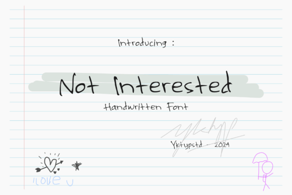 Notinterested Font: A Childlike Script for Playful Branding